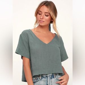 Lulus Grey Short Sleeve Top